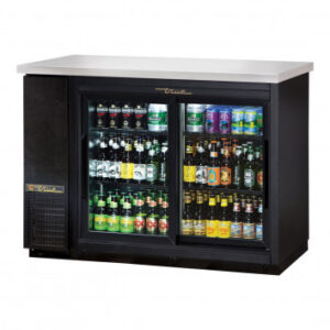 True TBB-24-48G 220 Glass Door Back Bar Refrigerator with LED Lighting